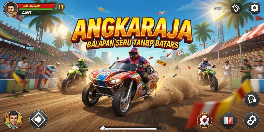 Tampilan seru dari gameplay balapan di ANGKARAJA.