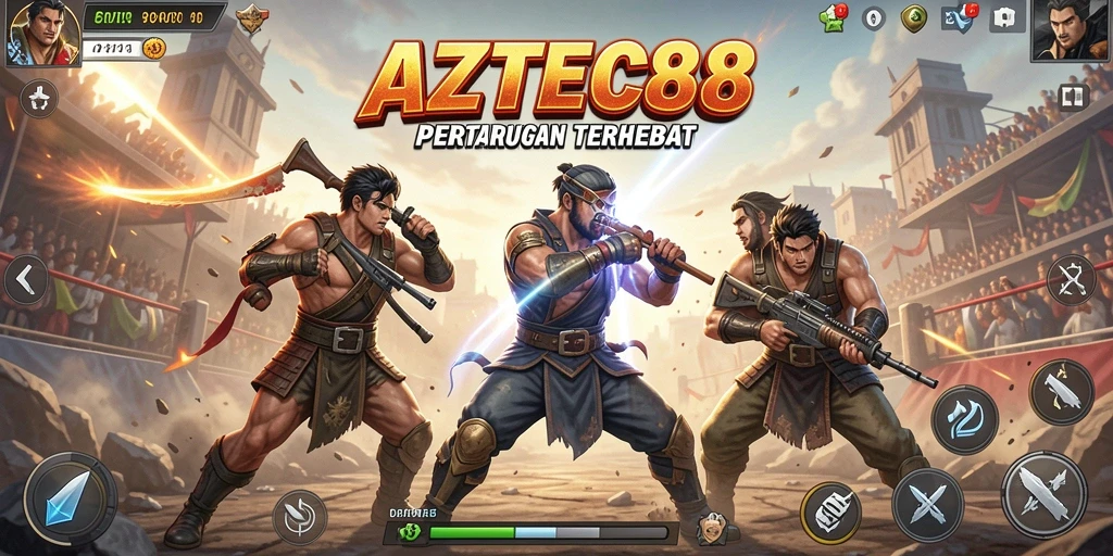 Tampilan utama gameplay Battle Royale di AZTEC88, penuh aksi dan strategi.