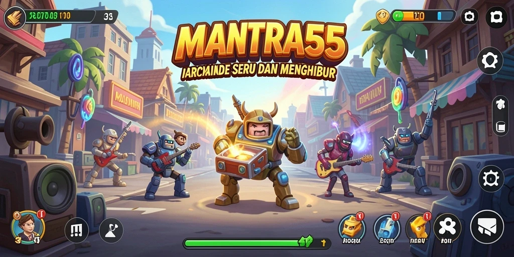 Tampilan gameplay seru di MANTRA55 yang penuh aksi.