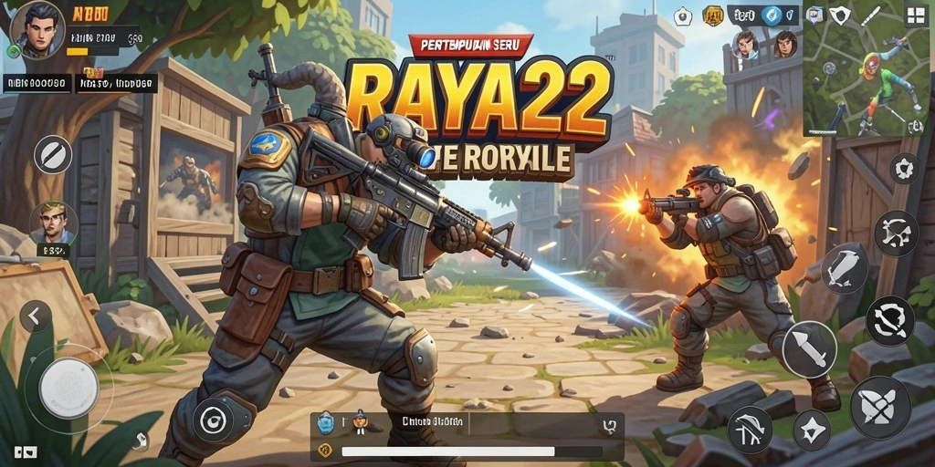 Gameplay menegangkan dari RAYA22 dalam pertempuran Battle Royale.