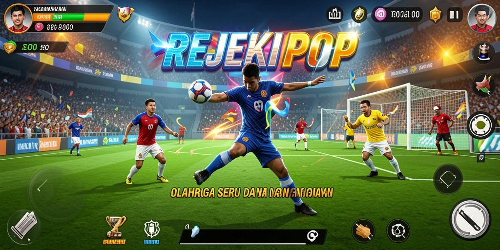 Tampilan gameplay REJEKIPOP dengan aksi olahraga yang menegangkan.