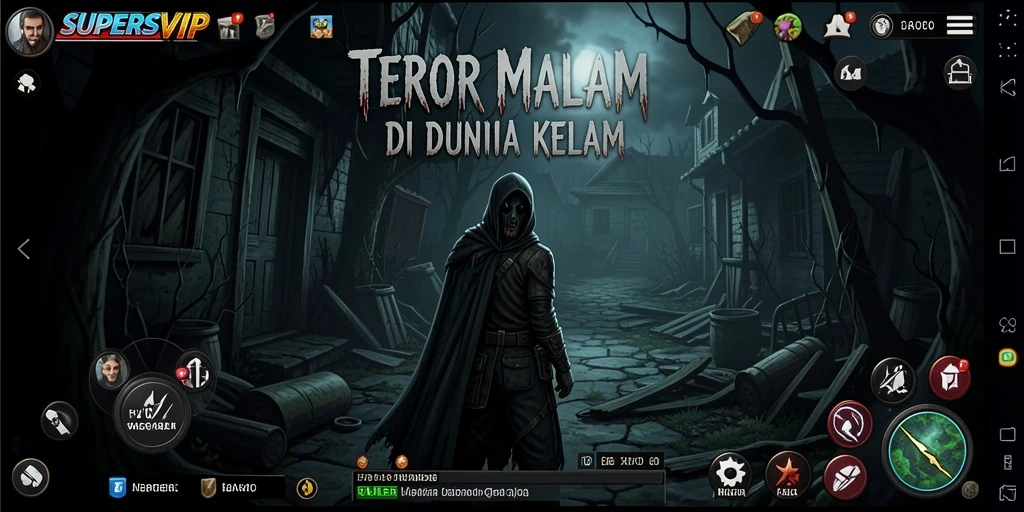 Tampilan eksplorasi mencekam dalam gameplay SUPERSVIP.